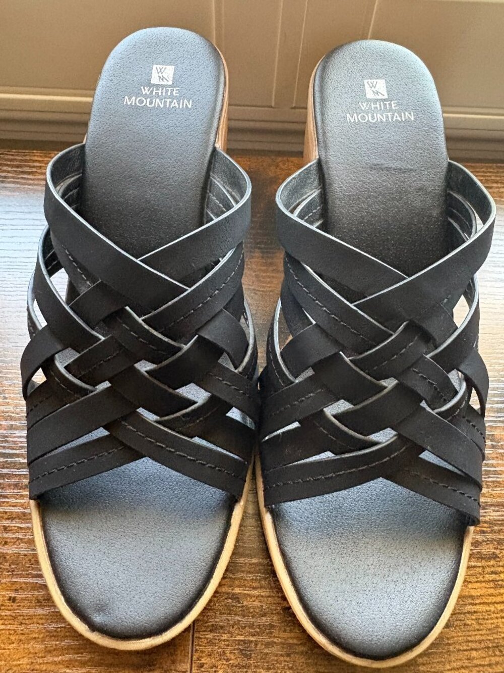 Black slip in Strappy Sandals with a Block Heel from White Mountain (Size 11)